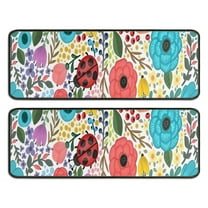Kitchen Rugs Sets Of 2,Pioneer Flower Floral Print Pattern Anti Fatigue Kitchen Mat Rugs Non Slip Washable,Decorative Kitchen Floor Mats for Kitchen,Sink,Laundry,17"x47" 17"x47"