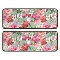 Kitchen Rugs Sets Of 2,Pioneer Flower Floral Print Pattern Anti Fatigue Kitchen Mat Rugs Non Slip Washable,Decorative Kitchen Floor Mats for Kitchen,Sink,Laundry,17"x47" 17"x47"