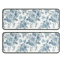 Kitchen Rugs Sets Of 2,Pioneer Flower Floral Print Pattern Anti Fatigue Kitchen Mat Rugs Non Slip Washable,Decorative Kitchen Floor Mats for Kitchen,Sink,Laundry,17"x47" 17"x47"