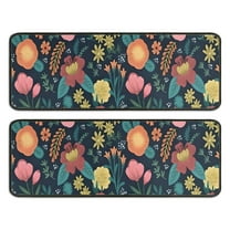 Kitchen Rugs Sets Of 2,Pioneer Flower Floral Print Pattern Anti Fatigue Kitchen Mat Rugs Non Slip Washable,Decorative Kitchen Floor Mats for Kitchen,Sink,Laundry,17"x47" 17"x47"