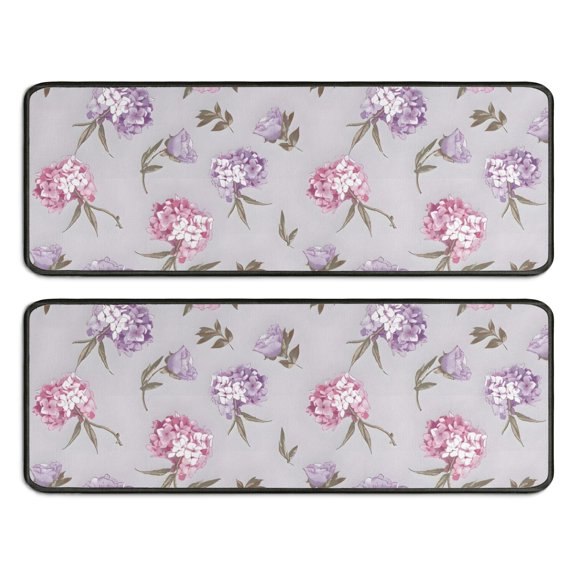 Kitchen Rugs Sets Of 2,Pioneer Flower Floral Print Pattern Anti Fatigue Kitchen Mat Rugs Non Slip Washable,Decorative Kitchen Floor Mats for Kitchen,Sink,Laundry,17"x47"+17"x47"