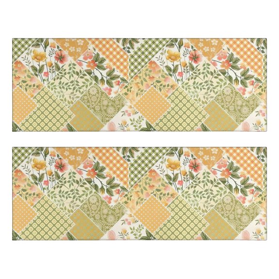 Kitchen Rugs Sets Of 2,Pioneer Flower Floral Print Pattern Anti Fatigue Kitchen Mat Rugs Non Slip Washable,Decorative Kitchen Floor Mats for Kitchen,Sink,Laundry,17"X47"