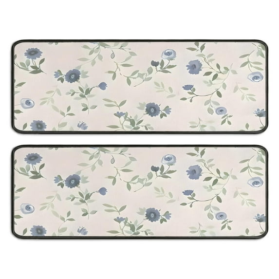 Kitchen Rugs Sets Of 2,Pioneer Flower Floral Print Pattern Anti Fatigue Kitchen Mat Rugs Non Slip Washable,Decorative Kitchen Floor Mats for Kitchen,Sink,Laundry,17"x47"+17"x47"
