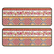 Kitchen Rugs Sets Of 2,Pioneer Flower Floral Print Pattern Anti Fatigue Kitchen Mat Rugs Non Slip Washable,Decorative Kitchen Floor Mats for Kitchen,Sink,Laundry,17"x47" 17"x47"