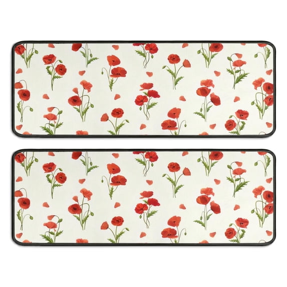 Kitchen Rugs Sets Of 2,Pioneer Flower Floral Print Pattern Anti Fatigue Kitchen Mat Rugs Non Slip Washable,Decorative Kitchen Floor Mats for Kitchen,Sink,Laundry,17"x47"+17"x47"