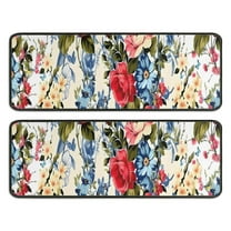 Kitchen Rugs Sets Of 2,Pioneer Flower Floral Print Pattern Anti Fatigue Kitchen Mat Rugs Non Slip Washable,Decorative Kitchen Floor Mats for Kitchen,Sink,Laundry,17"x47" 17"x47"
