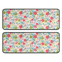 Kitchen Rugs Sets Of 2,Pioneer Flower Floral Print Pattern Anti Fatigue Kitchen Mat Rugs Non Slip Washable,Decorative Kitchen Floor Mats for Kitchen,Sink,Laundry,17"x47" 17"x47"