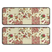Kitchen Rugs Sets Of 2,Pioneer Flower Floral Print Pattern Anti Fatigue Kitchen Mat Rugs Non Slip Washable,Decorative Kitchen Floor Mats for Kitchen,Sink,Laundry,17"x47" 17"x47"