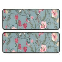 Kitchen Rugs Sets Of 2,Pioneer Flower Floral Print Pattern Anti Fatigue Kitchen Mat Rugs Non Slip Washable,Decorative Kitchen Floor Mats for Kitchen,Sink,Laundry,17"x47" 17"x47"