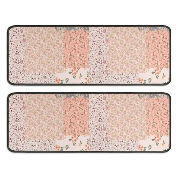 Kitchen Rugs Sets Of 2,Pioneer Flower Floral Print Pattern Anti Fatigue Kitchen Mat Rugs Non Slip Washable,Decorative Kitchen Floor Mats for Kitchen,Sink,Laundry,17"x47"+17"x47"