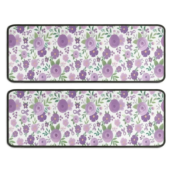 Kitchen Rugs Sets Of 2,Pioneer Flower Floral Print Pattern Anti Fatigue Kitchen Mat Rugs Non Slip Washable,Decorative Kitchen Floor Mats for Kitchen,Sink,Laundry,17"x47"+17"x47"