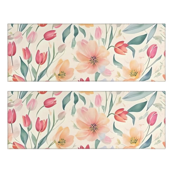 Kitchen Rugs Sets Of 2,Pioneer Flower Floral Print Pattern Anti Fatigue Kitchen Mat Rugs Non Slip Washable,Decorative Kitchen Floor Mats for Kitchen,Sink,Laundry,17"X47"
