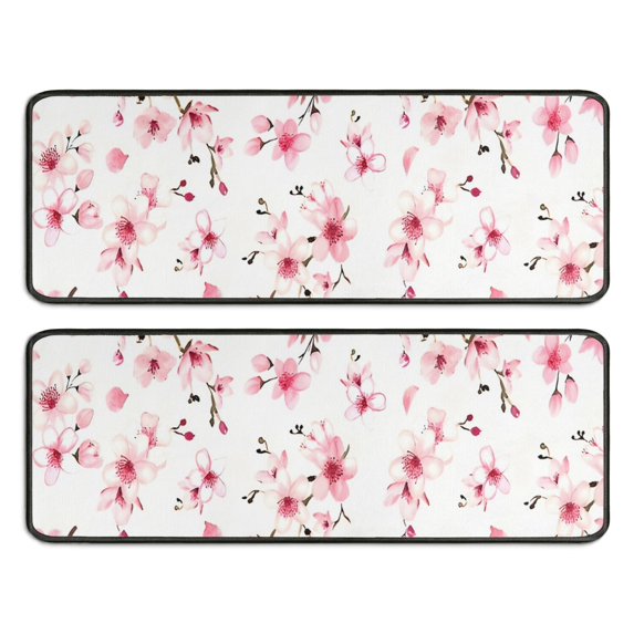 Kitchen Rugs Sets Of 2,Pioneer Flower Floral Print Pattern Anti Fatigue Kitchen Mat Rugs Non Slip Washable,Decorative Kitchen Floor Mats for Kitchen,Sink,Laundry,17"x47"+17"x47"