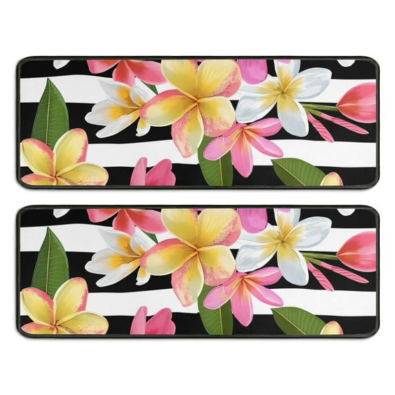 Kitchen Rugs Sets Of 2,Pioneer Flower Floral Print Pattern Anti Fatigue Kitchen Mat Rugs Non Slip Washable,Decorative Kitchen Floor Mats for Kitchen,Sink,Laundry,17"x47"+17"x47"