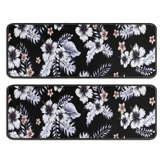 Kitchen Rugs Sets Of 2,Pioneer Flower Floral Print Pattern Anti Fatigue Kitchen Mat Rugs Non Slip Washable,Decorative Kitchen Floor Mats for Kitchen,Sink,Laundry,17"x47"+17"x47"