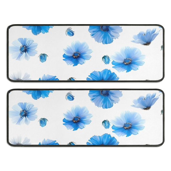 Kitchen Rugs Sets Of 2,Pioneer Flower Floral Print Pattern Anti Fatigue Kitchen Mat Rugs Non Slip Washable,Decorative Kitchen Floor Mats for Kitchen,Sink,Laundry,17"x47"+17"x47"