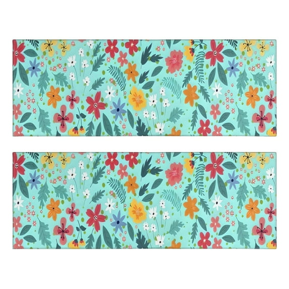 Kitchen Rugs Sets Of 2,Pioneer Flower Floral Print Pattern Anti Fatigue Kitchen Mat Rugs Non Slip Washable,Decorative Kitchen Floor Mats for Kitchen,Sink,Laundry,17"X47"