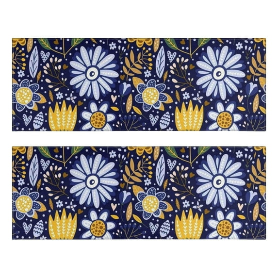 Kitchen Rugs Sets Of 2,Pioneer Flower Floral Print Pattern Anti Fatigue Kitchen Mat Rugs Non Slip Washable,Decorative Kitchen Floor Mats for Kitchen,Sink,Laundry,17"X47"