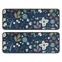 Kitchen Rugs Sets Of 2,Pioneer Flower Floral Print Pattern Anti Fatigue Kitchen Mat Rugs Non Slip Washable,Decorative Kitchen Floor Mats for Kitchen,Sink,Laundry,17"x47" 17"x47"