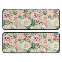 Kitchen Rugs Sets Of 2,Pioneer Flower Floral Print Pattern Anti Fatigue Kitchen Mat Rugs Non Slip Washable,Decorative Kitchen Floor Mats for Kitchen,Sink,Laundry,17"x47" 17"x47"