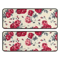 Kitchen Rugs Sets Of 2,Pioneer Flower Floral Print Pattern Anti Fatigue Kitchen Mat Rugs Non Slip Washable,Decorative Kitchen Floor Mats for Kitchen,Sink,Laundry,17"x47" 17"x47"