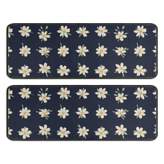Kitchen Rugs Sets Of 2,Pioneer Flower Floral Print Pattern Anti Fatigue Kitchen Mat Rugs Non Slip Washable,Decorative Kitchen Floor Mats for Kitchen,Sink,Laundry,17X47 Inch