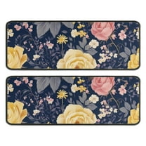 Kitchen Rugs Sets Of 2,Pioneer Flower Floral Print Pattern Anti Fatigue Kitchen Mat Rugs Non Slip Washable,Decorative Kitchen Floor Mats for Kitchen,Sink,Laundry,17"x47" 17"x47"