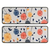 Kitchen Rugs Sets Of 2,Pioneer Flower Floral Print Pattern Anti Fatigue Kitchen Mat Rugs Non Slip Washable,Decorative Kitchen Floor Mats for Kitchen,Sink,Laundry,17"x47" 17"x47"