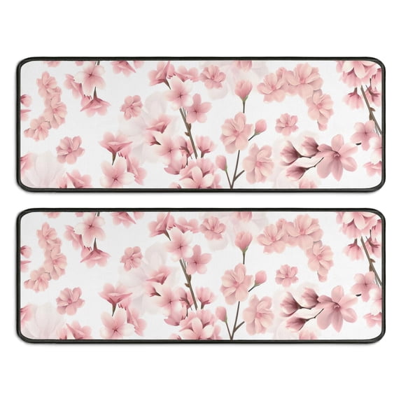 Kitchen Rugs Sets Of 2,Pioneer Flower Floral Print Pattern Anti Fatigue Kitchen Mat Rugs Non Slip Washable,Decorative Kitchen Floor Mats for Kitchen,Sink,Laundry,17"x47"+17"x47"