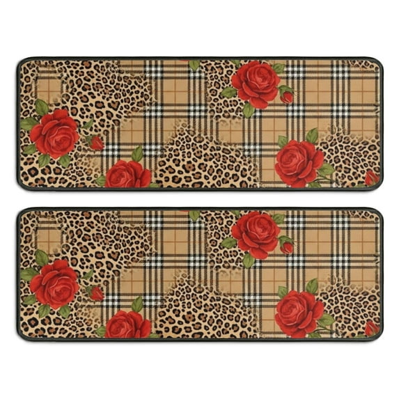 Kitchen Rugs Sets Of 2,Pioneer Flower Floral Print Pattern Anti Fatigue Kitchen Mat Rugs Non Slip Washable,Decorative Kitchen Floor Mats for Kitchen,Sink,Laundry,17X47 Inch