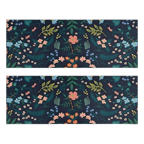 Kitchen Rugs Sets Of 2,Pioneer Flower Floral Print Pattern Anti Fatigue Kitchen Mat Rugs Non Slip Washable,Decorative Kitchen Floor Mats for Kitchen,Sink,Laundry,17"X47"