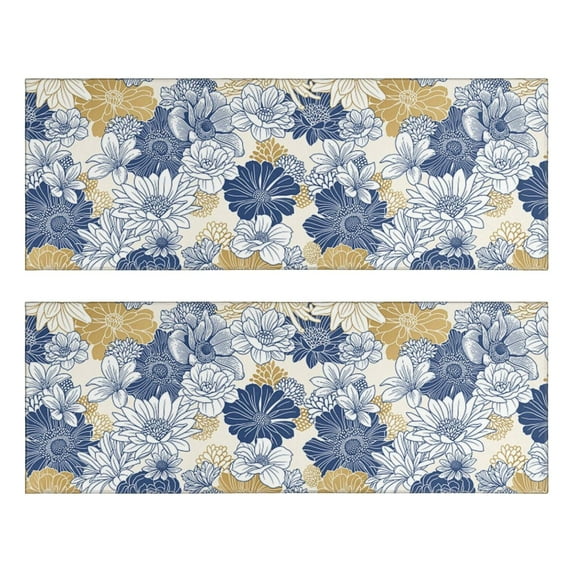 Kitchen Rugs Sets Of 2,Pioneer Flower Floral Print Pattern Anti Fatigue Kitchen Mat Rugs Non Slip Washable,Decorative Kitchen Floor Mats for Kitchen,Sink,Laundry,17"X47"