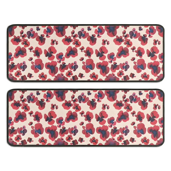 Kitchen Rugs Sets Of 2,Pioneer Flower Floral Print Pattern Anti Fatigue Kitchen Mat Rugs Non Slip Washable,Decorative Kitchen Floor Mats for Kitchen,Sink,Laundry,17"x47"+17"x47"
