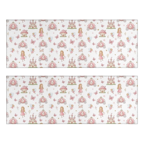 Kitchen Rugs Sets Of 2,Princess Carriage Castle Pattern Anti Fatigue Kitchen Mat Rugs Non Slip Washable,Decorative Kitchen Floor Mats for Kitchen,Sink,Laundry,17"X47"