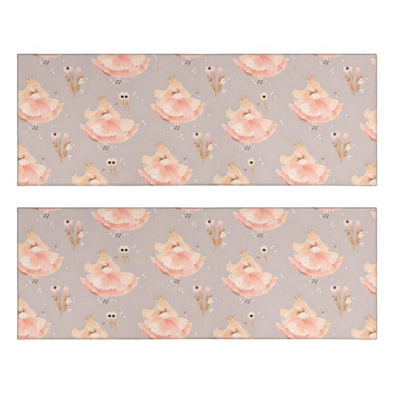 Kitchen Rugs Sets Of 2,Princess Flower Dress Pattern Anti Fatigue Kitchen Mat Rugs Non Slip Washable,Decorative Kitchen Floor Mats for Kitchen,Sink,Laundry,17"X47"