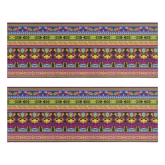 Kitchen Rugs Sets Of 2,Purple Boho Tribal Birds and Meanders Pattern Anti Fatigue Kitchen Mat Rugs Non Slip Washable,Decorative Kitchen Floor Mats for Kitchen,Sink,Laundry,17"X47"
