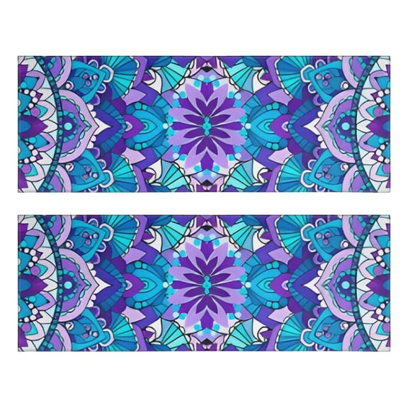 Kitchen Rugs Sets Of 2,Purple Ethnic Mandala Pattern Anti Fatigue Kitchen Mat Rugs Non Slip Washable,Decorative Kitchen Floor Mats for Kitchen,Sink,Laundry,17"X47"