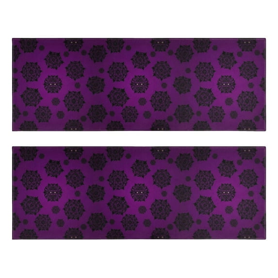 Kitchen Rugs Sets Of 2,Purple Gothic Floral Pattern Anti Fatigue Kitchen Mat Rugs Non Slip Washable,Decorative Kitchen Floor Mats for Kitchen,Sink,Laundry,17"X47"