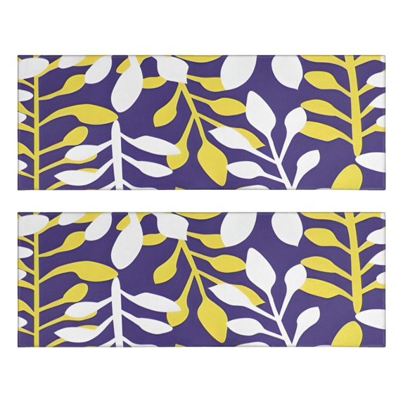 Kitchen Rugs Sets Of 2,Purple Leaf Pattern Anti Fatigue Kitchen Mat Rugs Non Slip Washable,Decorative Kitchen Floor Mats for Kitchen,Sink,Laundry,17"X47"