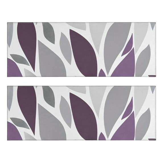 Kitchen Rugs Sets Of 2,Purple Leaf Pattern Anti Fatigue Kitchen Mat Rugs Non Slip Washable,Decorative Kitchen Floor Mats for Kitchen,Sink,Laundry,17"X47"
