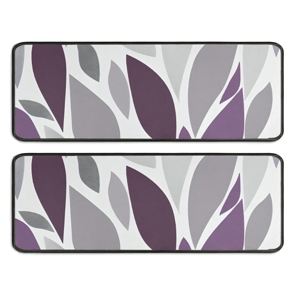 Kitchen Rugs Sets Of 2,Purple Leaf Pattern Anti Fatigue Kitchen Mat Rugs Non Slip Washable,Decorative Kitchen Floor Mats for Kitchen,Sink,Laundry,17"x47"+17"x47"
