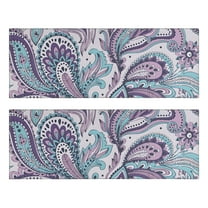 Kitchen Rugs Sets Of 2,Purple and Teal Paisley and Floral Pattern Anti Fatigue Kitchen Mat Rugs Non Slip Washable,Decorative Kitchen Floor Mats for Kitchen,Sink,Laundry,17"X47"