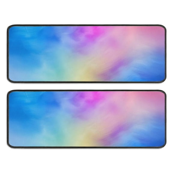 Kitchen Rugs Sets Of 2,Rainbow Tie Dye Cloud Anti Fatigue Kitchen Mat Rugs Non Slip Washable,Decorative Kitchen Floor Mats for Kitchen,Sink,Laundry,17"x47"+17"x47"