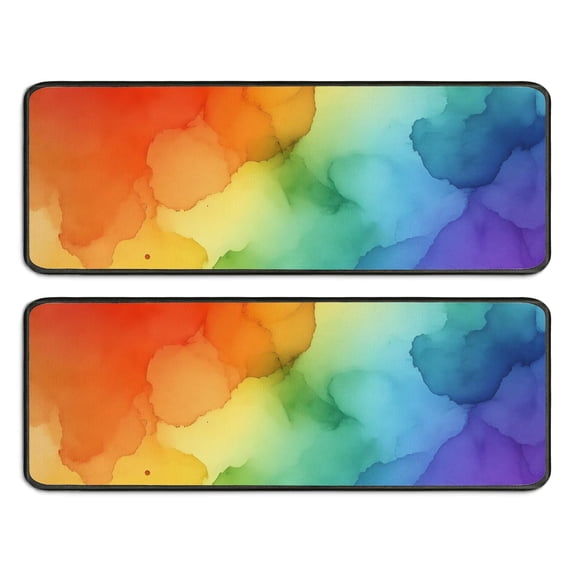Kitchen Rugs Sets Of 2,Rainbow Tie Dye Ink Pattern Anti Fatigue Kitchen Mat Rugs Non Slip Washable,Decorative Kitchen Floor Mats for Kitchen,Sink,Laundry,17"x47"+17"x47"
