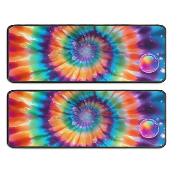 Kitchen Rugs Sets Of 2,Rainbow Tie Dye Mandala Pattern Anti Fatigue Kitchen Mat Rugs Non Slip Washable,Decorative Kitchen Floor Mats for Kitchen,Sink,Laundry,17"x47"+17"x47"