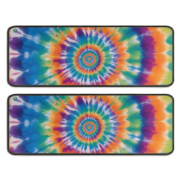 Kitchen Rugs Sets Of 2,Rainbow Tie Dye Mandala Pattern Anti Fatigue Kitchen Mat Rugs Non Slip Washable,Decorative Kitchen Floor Mats for Kitchen,Sink,Laundry,17"x47"+17"x47"