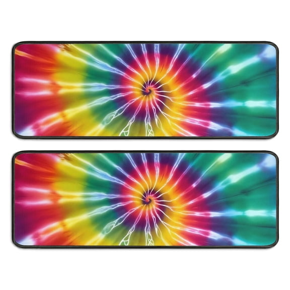 Kitchen Rugs Sets Of 2,Rainbow Tie Dye Mandala Pattern Anti Fatigue Kitchen Mat Rugs Non Slip Washable,Decorative Kitchen Floor Mats for Kitchen,Sink,Laundry,17"x47"+17"x47"