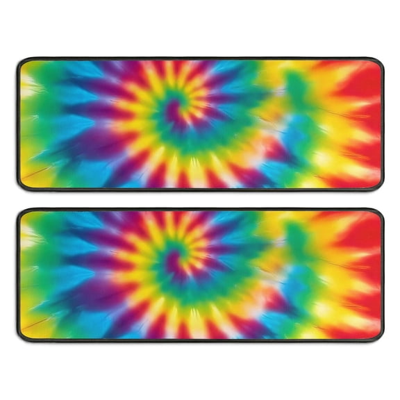 Kitchen Rugs Sets Of 2,Rainbow Tie Dye Spiral Pattern Anti Fatigue Kitchen Mat Rugs Non Slip Washable,Decorative Kitchen Floor Mats for Kitchen,Sink,Laundry,17"x47"+17"x47"