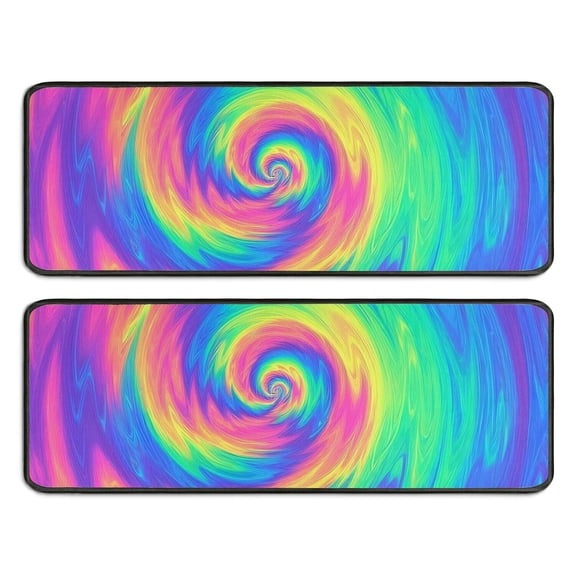 Kitchen Rugs Sets Of 2,Rainbow Tie Dye Spiral Pattern Anti Fatigue Kitchen Mat Rugs Non Slip Washable,Decorative Kitchen Floor Mats for Kitchen,Sink,Laundry,17"x47"+17"x47"