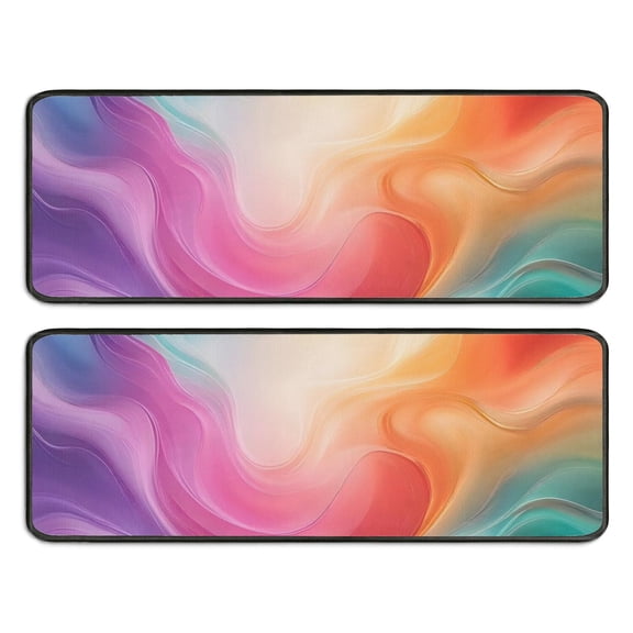 Kitchen Rugs Sets Of 2,Rainbow Tie Dye Swirl Pattern Anti Fatigue Kitchen Mat Rugs Non Slip Washable,Decorative Kitchen Floor Mats for Kitchen,Sink,Laundry,17"x47"+17"x47"